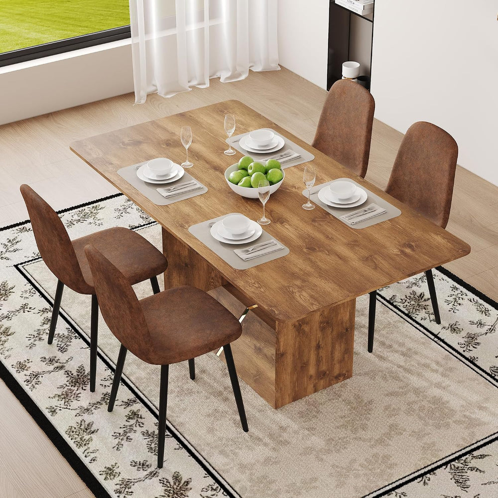 63'' Dining Table Set for 4, Wooden Dining Table Set with Chairs