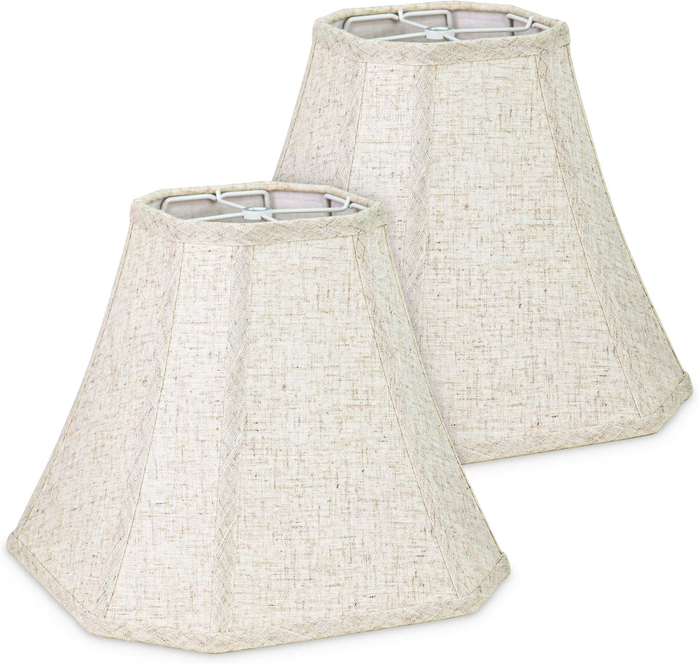 Linen Fabric Lamp Shades Set of 2, Beige Medium 6.5" Top x 13" Bott...