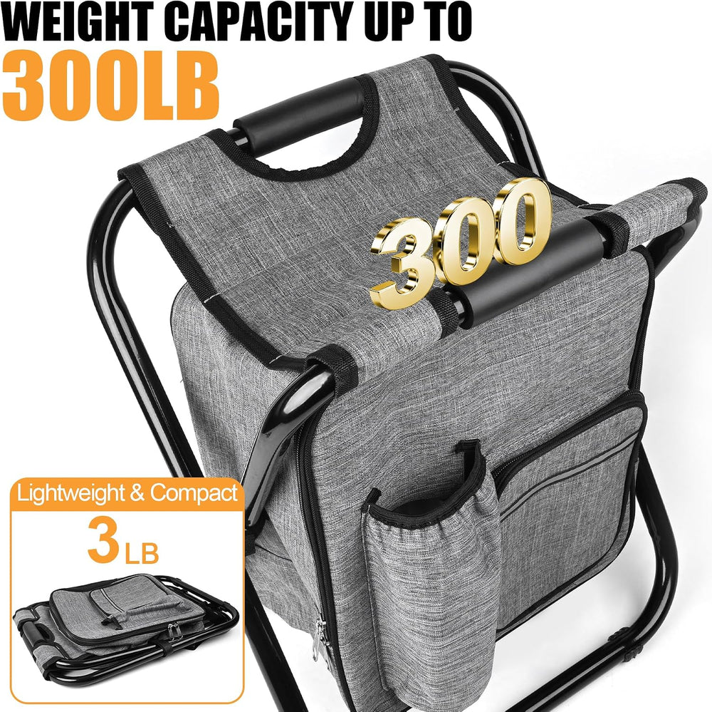 Kikerike Backpack Stool Cooler Chair Heavy Duty 300 LBS Max Load Portable Lig...