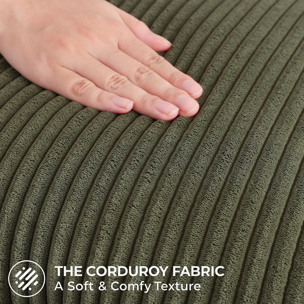 Mecatny Corduroy Fall Throw Pillow Covers 24x24 Set of 2 Olive Green