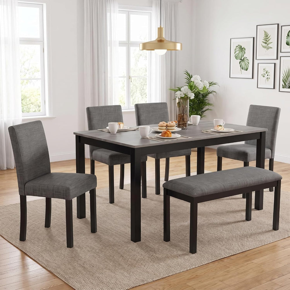 NicBex 6 Piece Farmhouse Dining Table Set, Wooden Dinner Table Set for 6, 58....