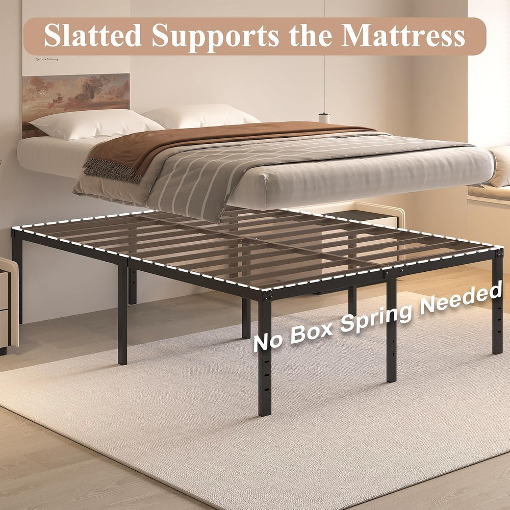 HOBINCHE 20 Inch Full Size Bed Frame, No Box Spring Needed, Heavy Duty Black ...