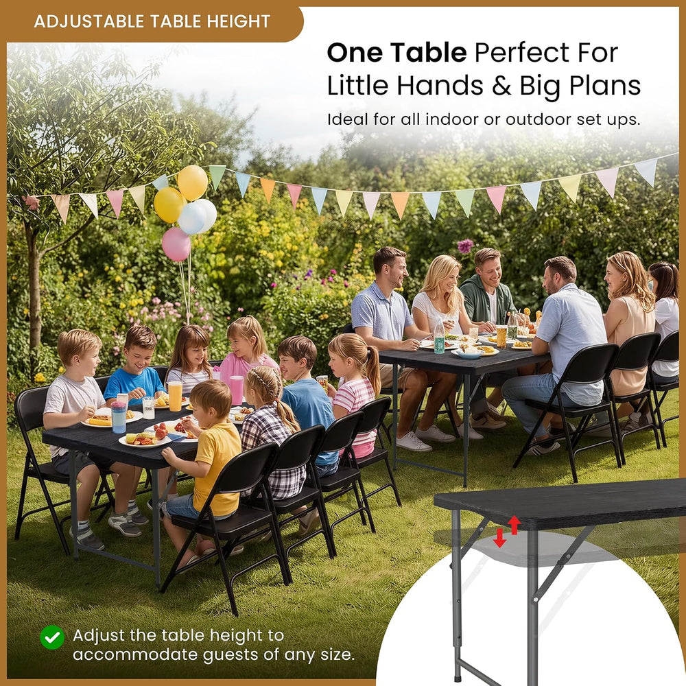 5.5 Feet ADJUSTABLE Foldable Table with Built in Handle & Steel Legs | 5....