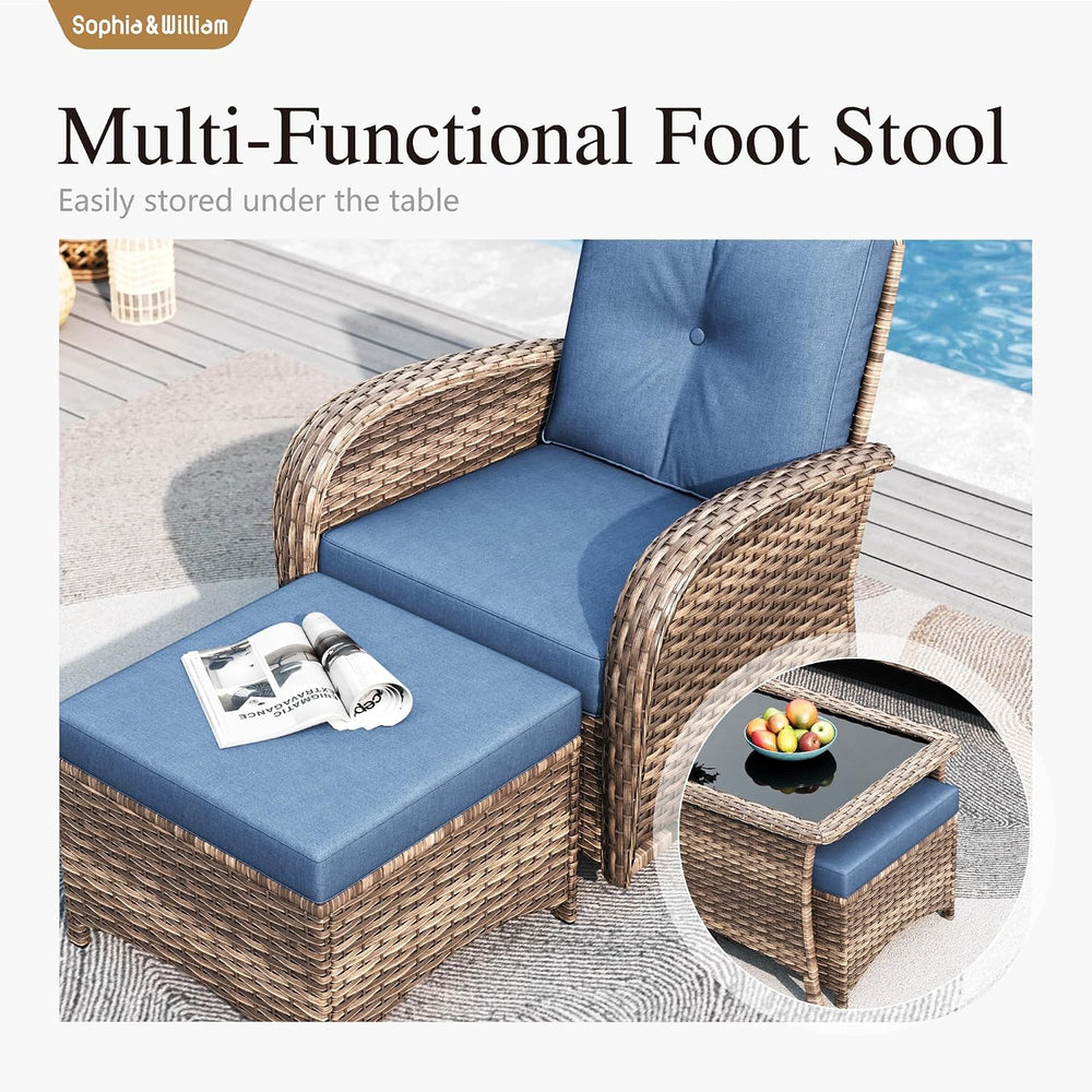Sophia & William 6-Piece Wicker Patio Furniture Set, Navy Blue