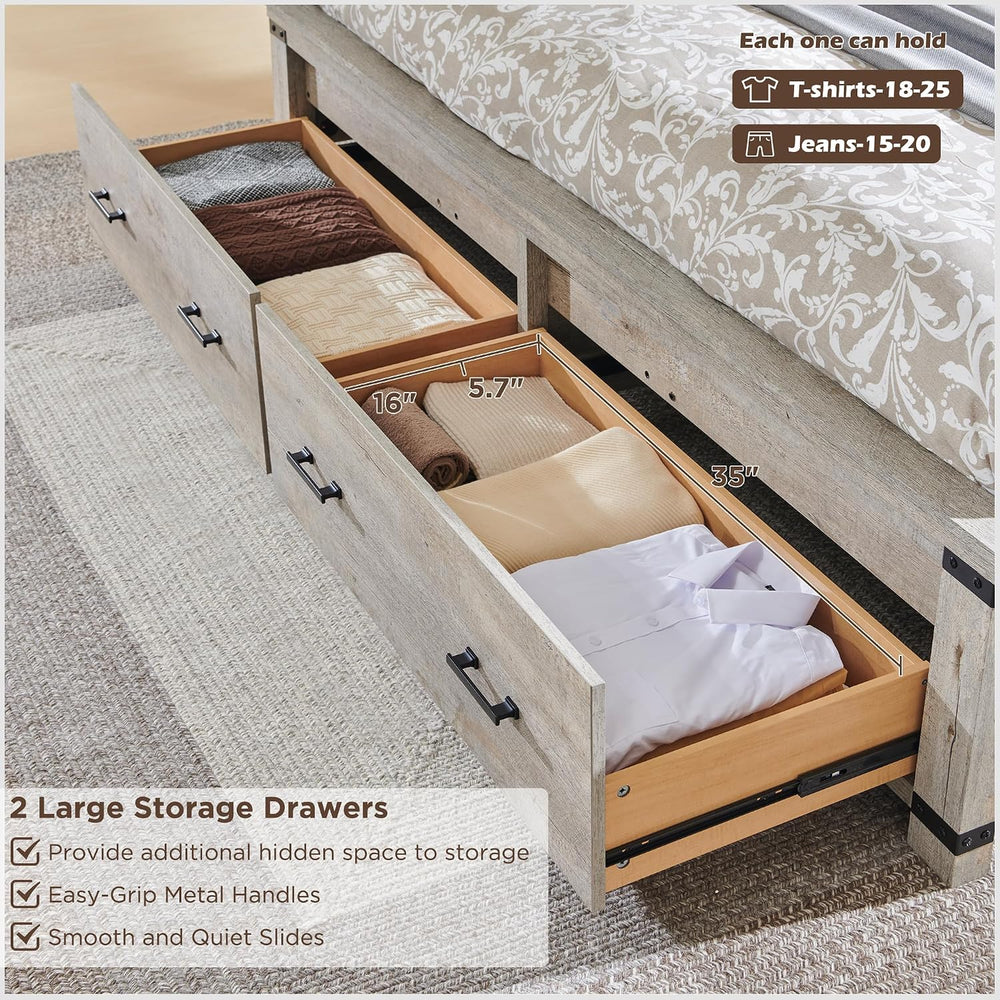 RedLemon 54" Farmhouse King Bed Frame with headboard, Light Rustic Oak