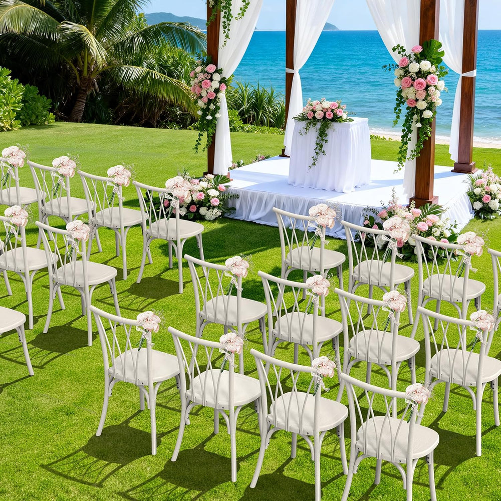 VINGLI Plastic Outdoor Dining Chairs Set of 2, Stackable Patio Dining Chairs ...