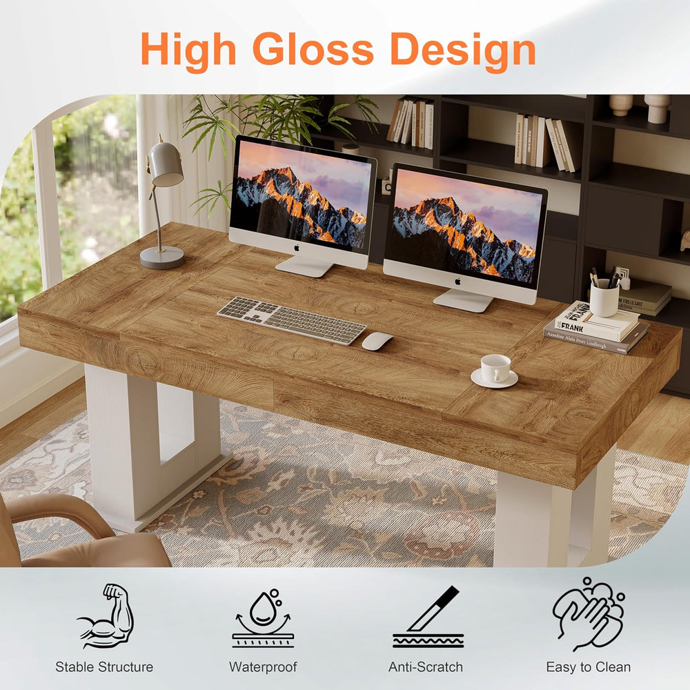 63 inch Rectangular Executive Desk with Spacious Desktop