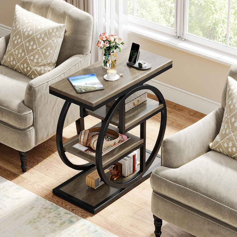 Tribesigns End Table for Living Room, 4-Tier Narrow Side Table with Storage S...