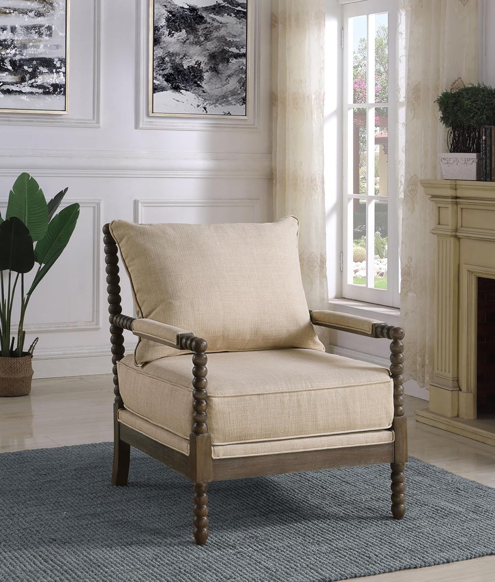 Coaster Blanchett Accent Chair, Beige and Distressed Brown 905362