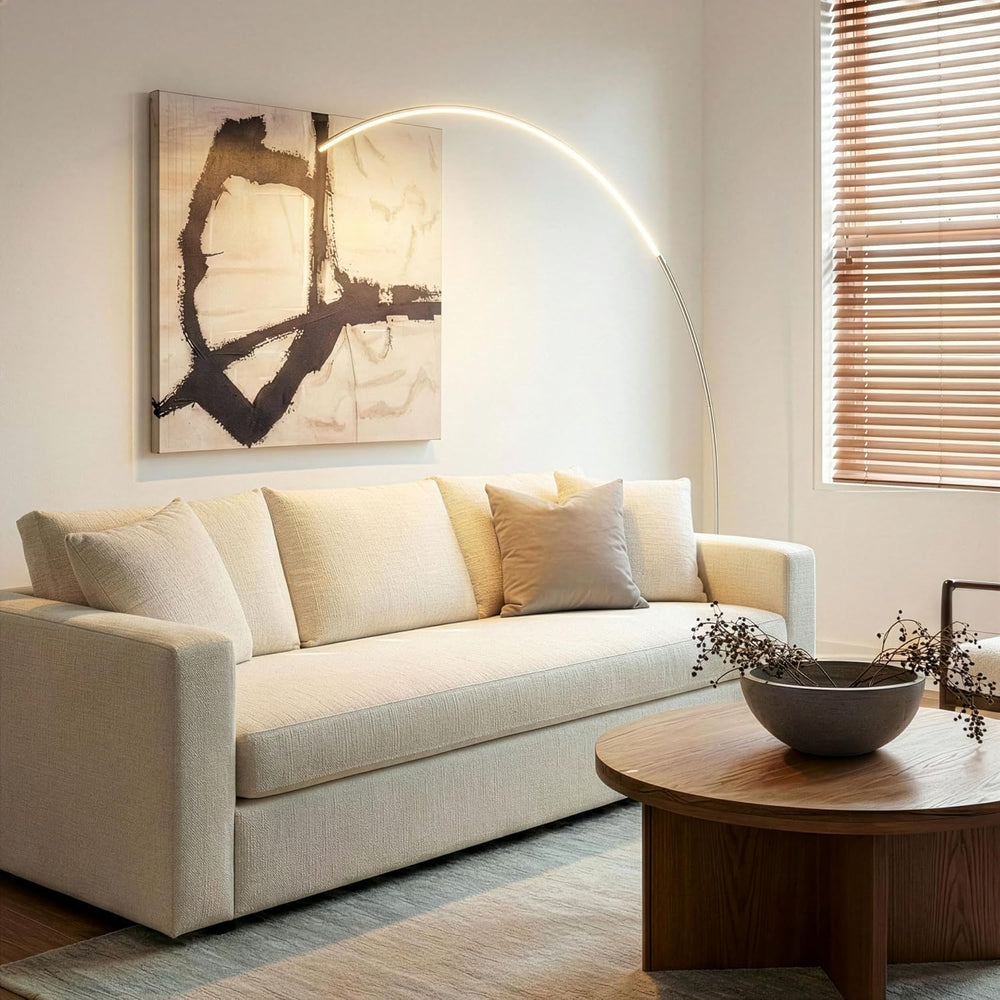 Brightech Sparq Arc Floor Lamp - Sleek, Minimalist Curved LED Standing Lamp f...
