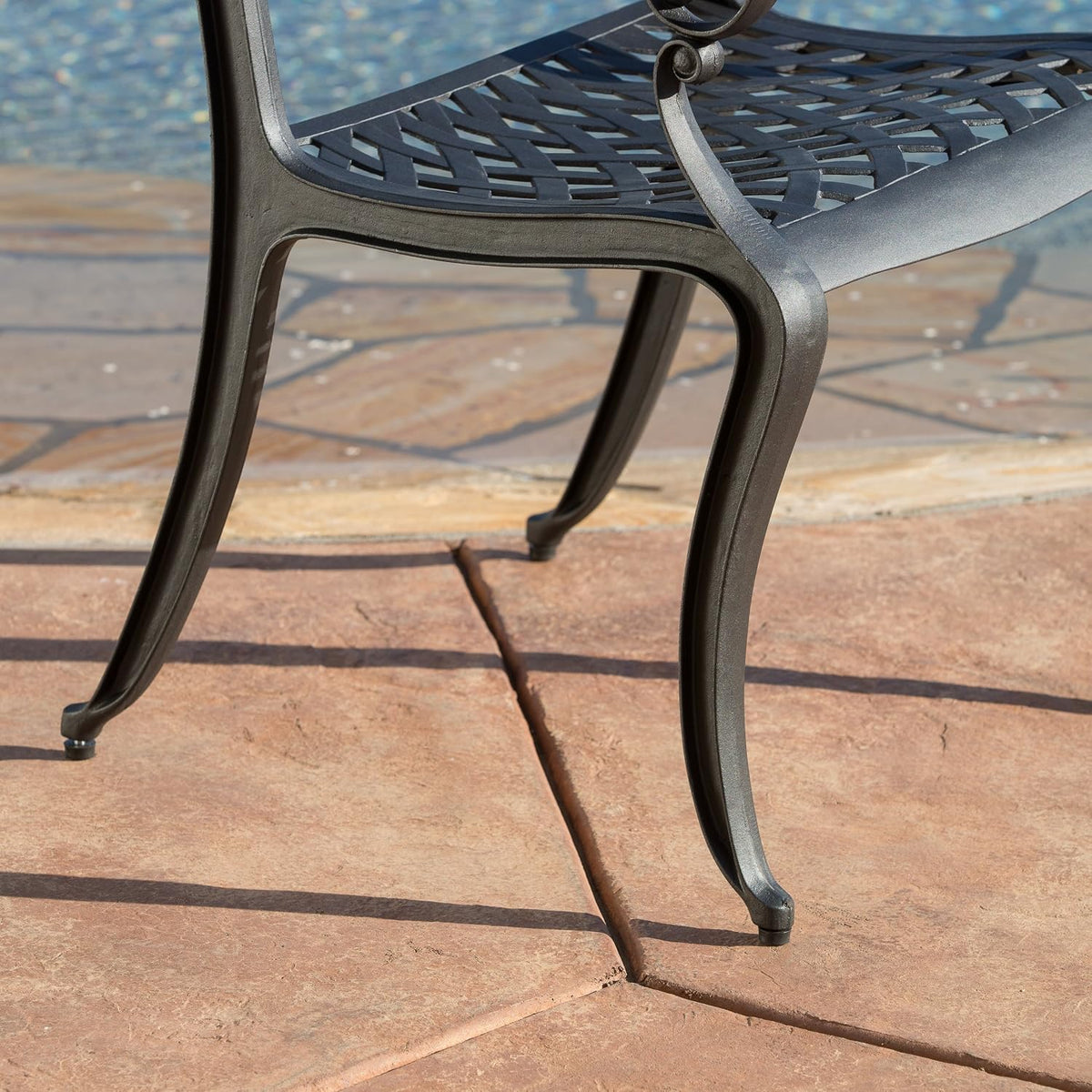 christopher knight home hallandale cast aluminum outdoor dining, side view