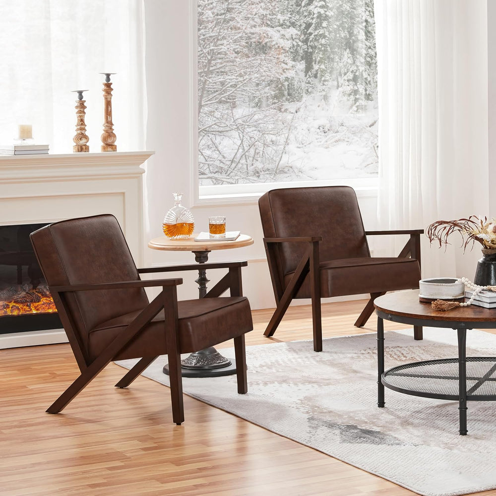 Yaheetech Mid-Century Modern Accent Chair, Lounge Chair, Dark Brown