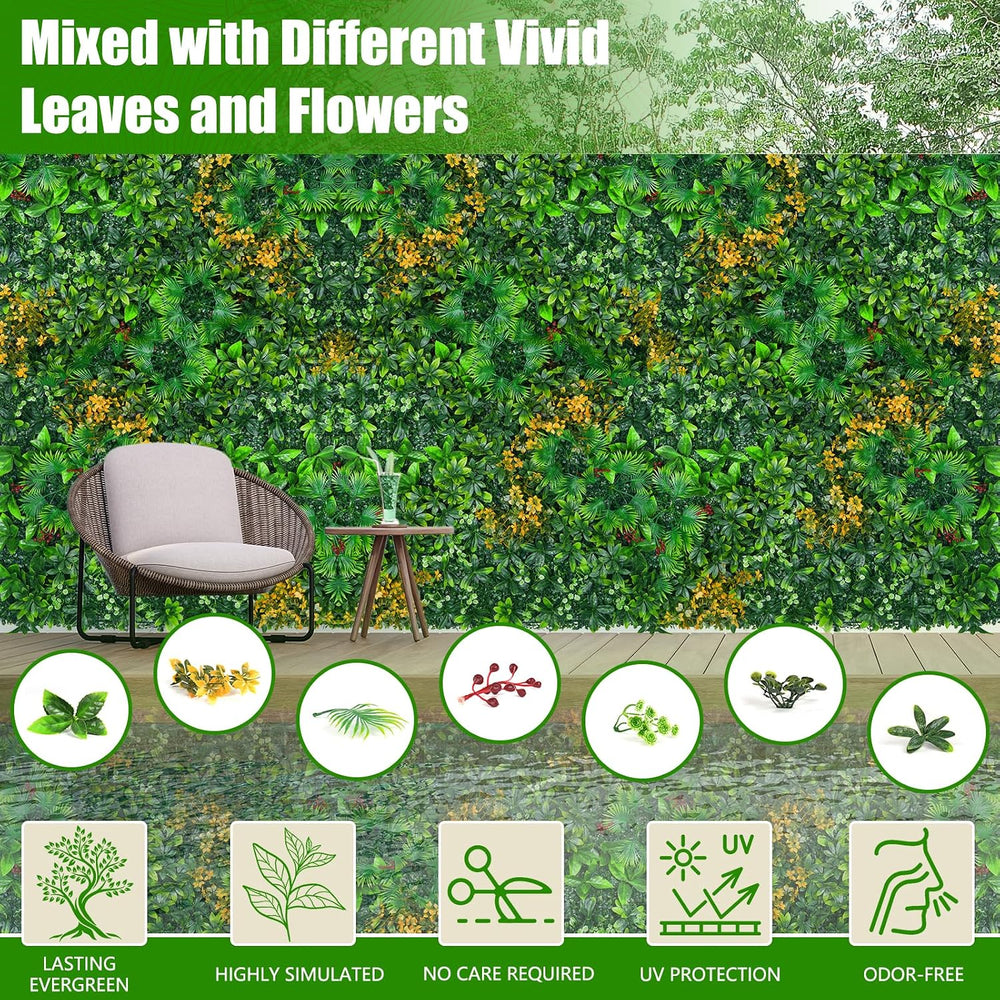 Artificial Grass Wall Panels, 60"x120"(50 SQFT) Boxwood Panels