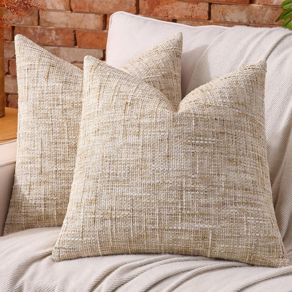 AmHoo Pack of 2 Chenille Textured Throw Pillow Cover, 500GSM Boho Farmhouse D...