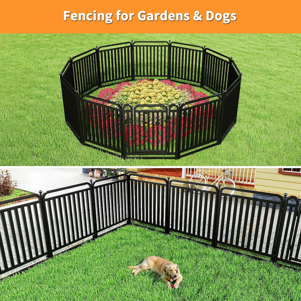 Thickened Metal Tube Garden Fence, Animal Barrier Fence with Low Threshold Ga...