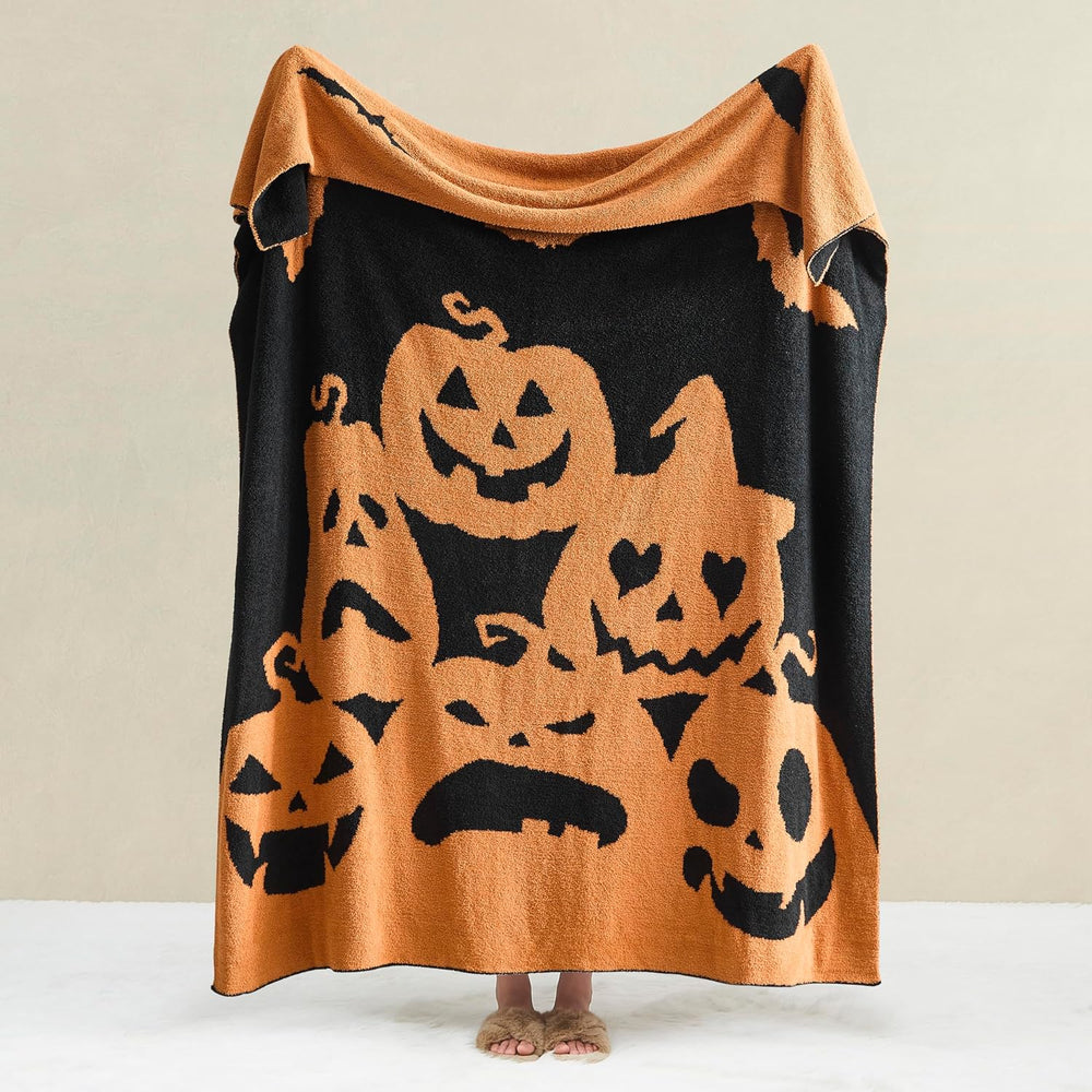WDCOZY Halloween Throw Blanket Reversible Super Soft Knitted Blankets for Cou...