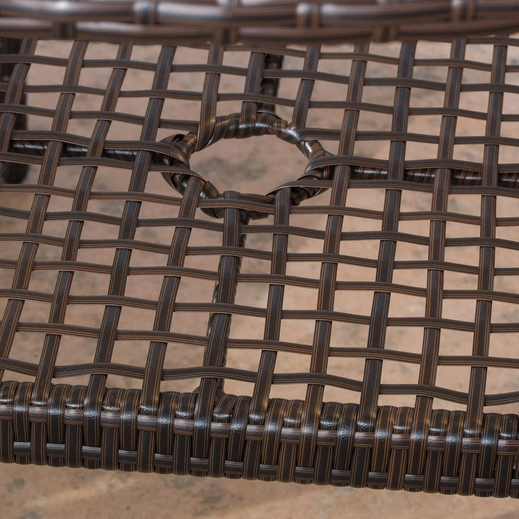 christopher knight home san pico wicker glass table, side view