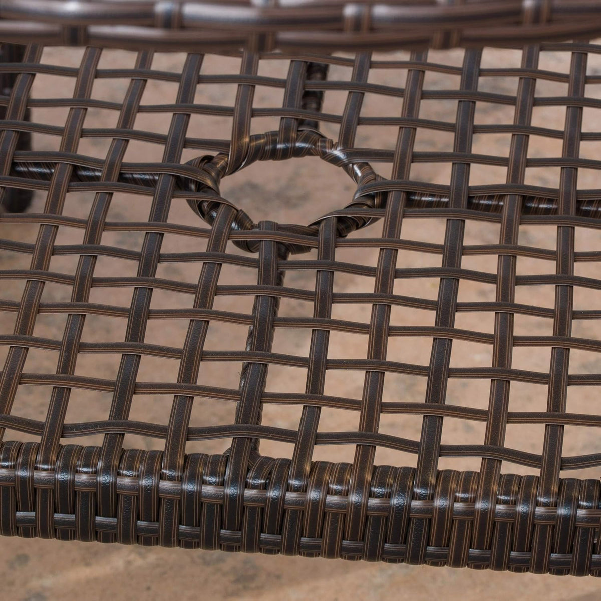 christopher knight home san pico wicker glass table, side view