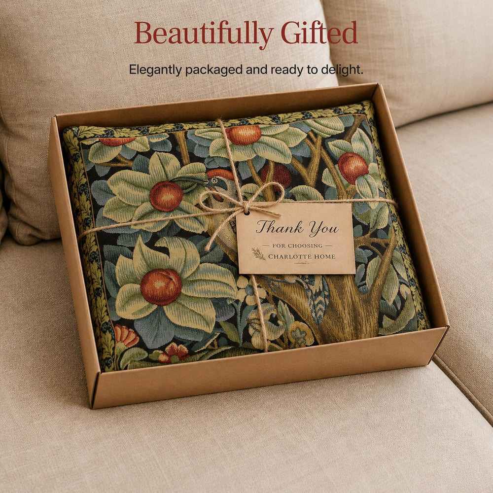William Morris Woodpecker Right Tapestry Throw Pillow Cover 18 x 18 in