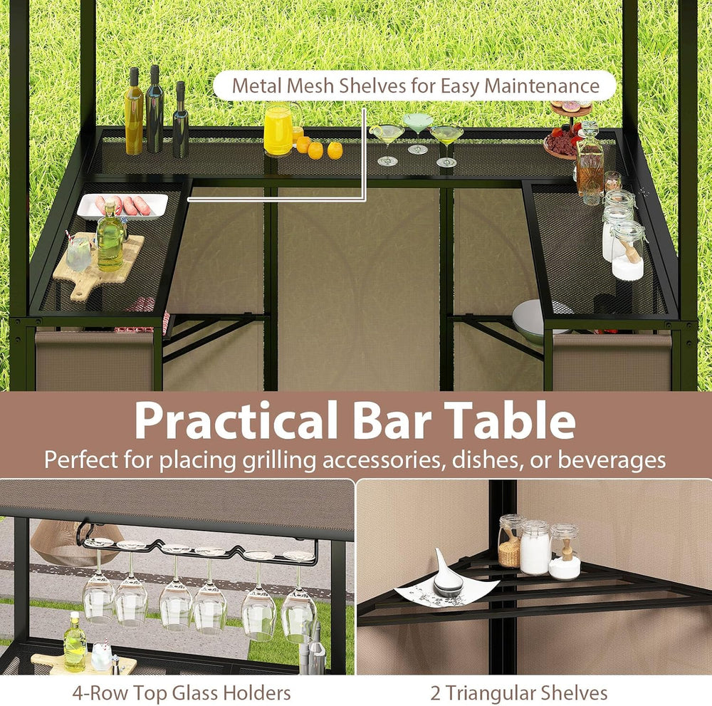 Tangkula 3 Piece Patio Bar Set with 2 Foldable Bar Stools