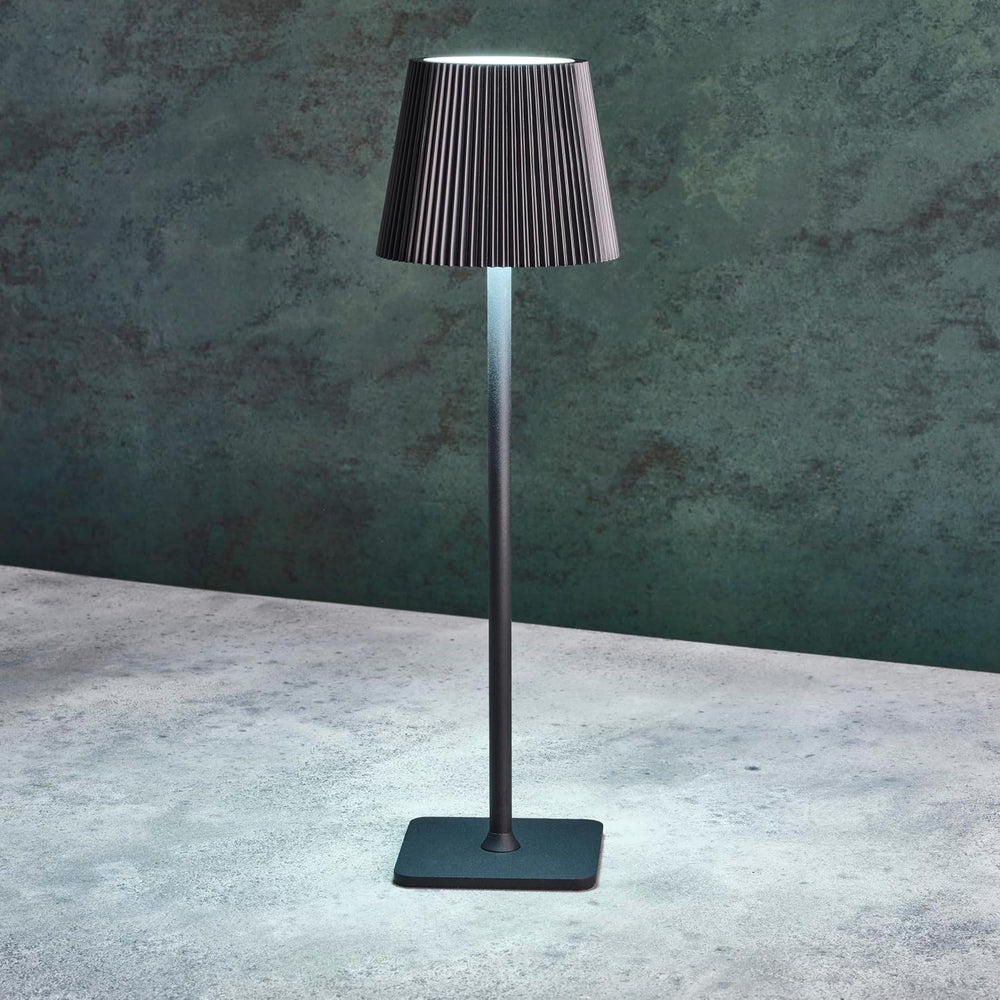 Mikasa 4.42x4.42x14.96 Inch Black Cordless Rechargeable LED Lamp with Fluted ...
