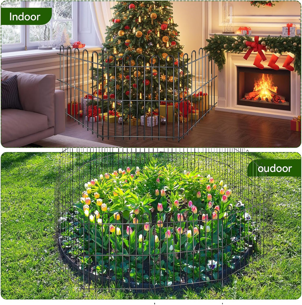 25 Panels Decorative Garden Fence, 50ft X 32in Rustproof Metal Animal Barrier...