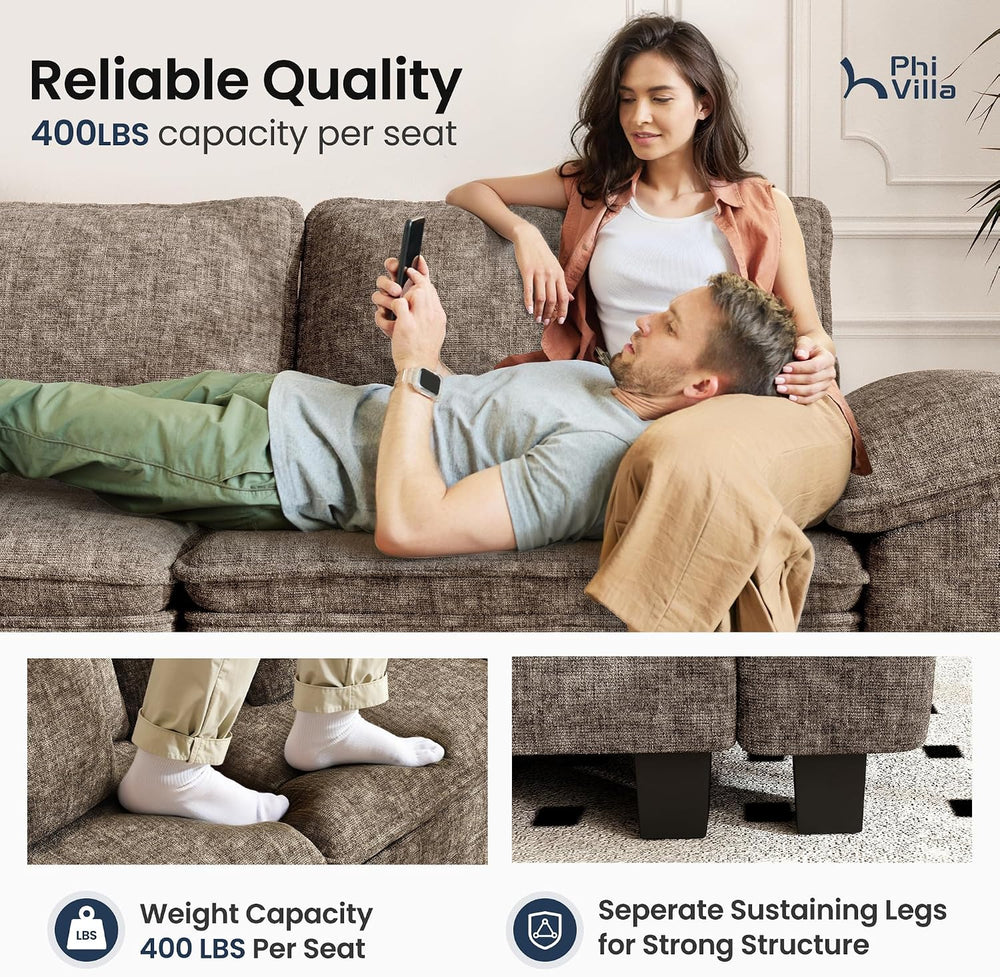 PHI VILLA 2-Piece Modular Loveseat Couch & 3-Seat Sectional Sofa Set