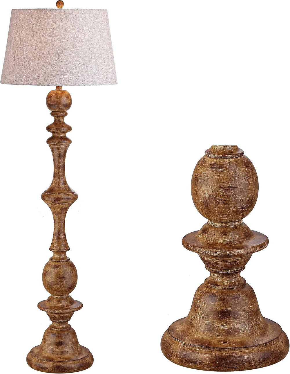 JONATHAN Y Taylor Candlestick Floor Lamp 67", Brown Wood Finish