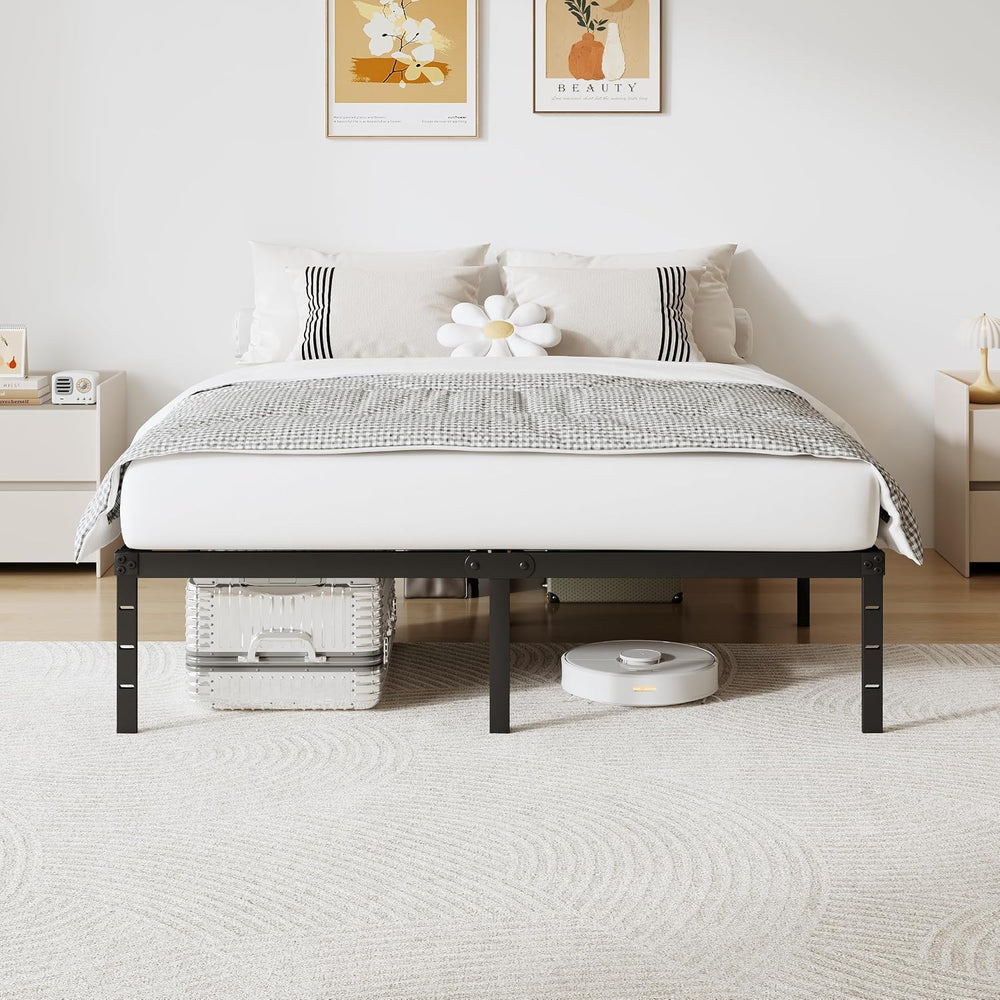 King Size Metal Platform Bed Frame 14 Inch Tall, No Box Spring Needed, Heavy ...