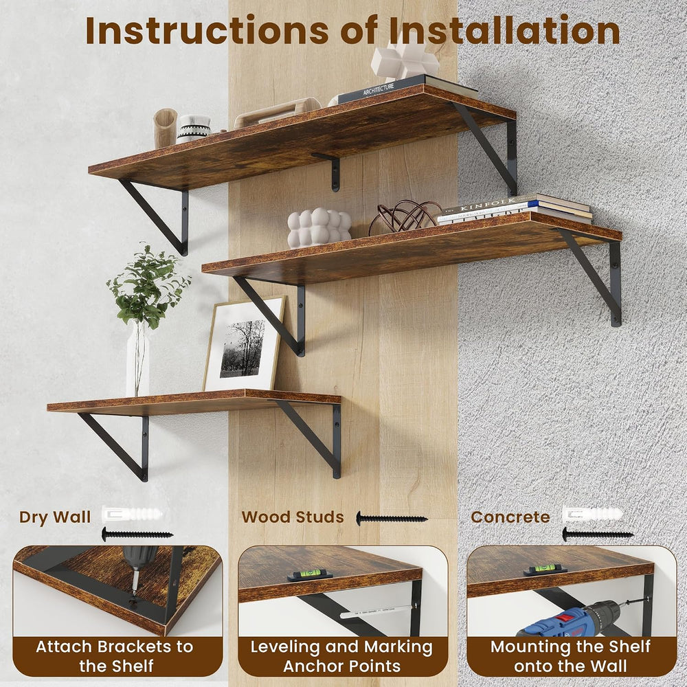 55" Long Wall Mounted Floating Shelves,8 inch Deep Floating Shelf with M...