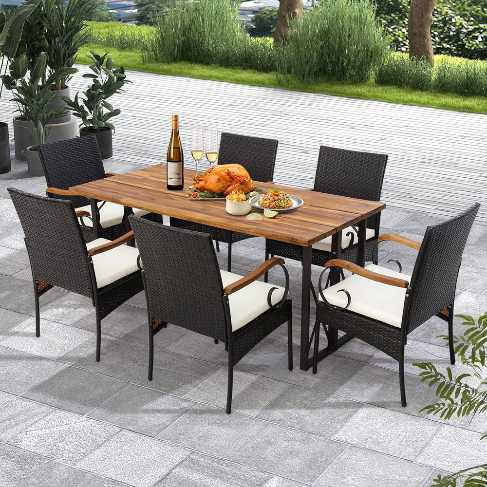 Tangkula Patio Wicker Chairs Set of 4, All Weather Heavy Duty Outdoor PE Ratt...