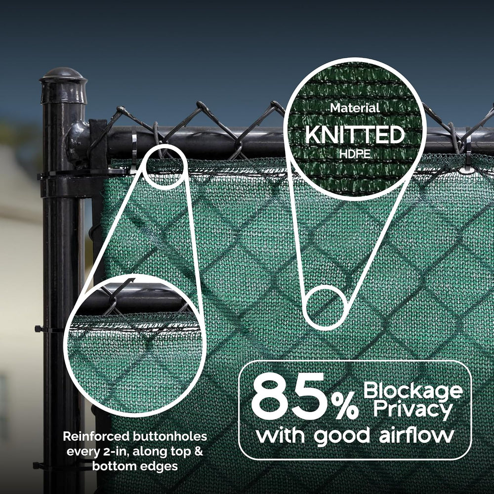 FenceScreen 6ft x 100ft Green Fence Privacy Screen Raw - 85% Blockage
