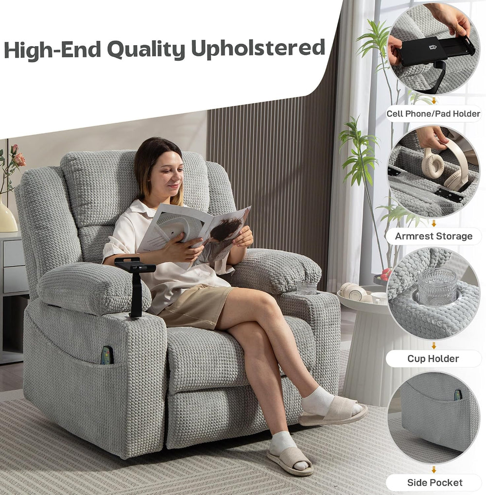 SINCRUMI Power Swivel Rocker Recliner with Dual Motor Adjustable Headrest