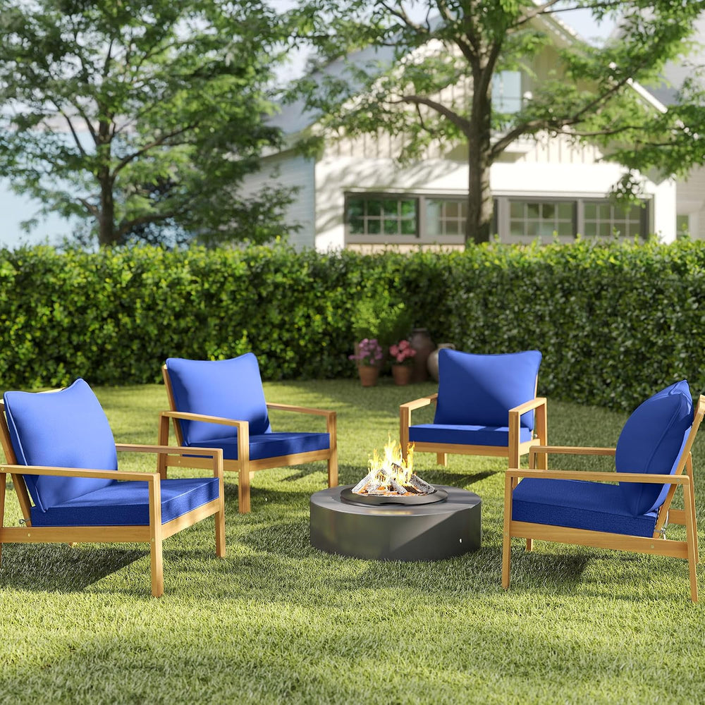 Outsunny Outdoor Chair Cushions Set of 4 Fade Resistant 24x24 in Navy Blue