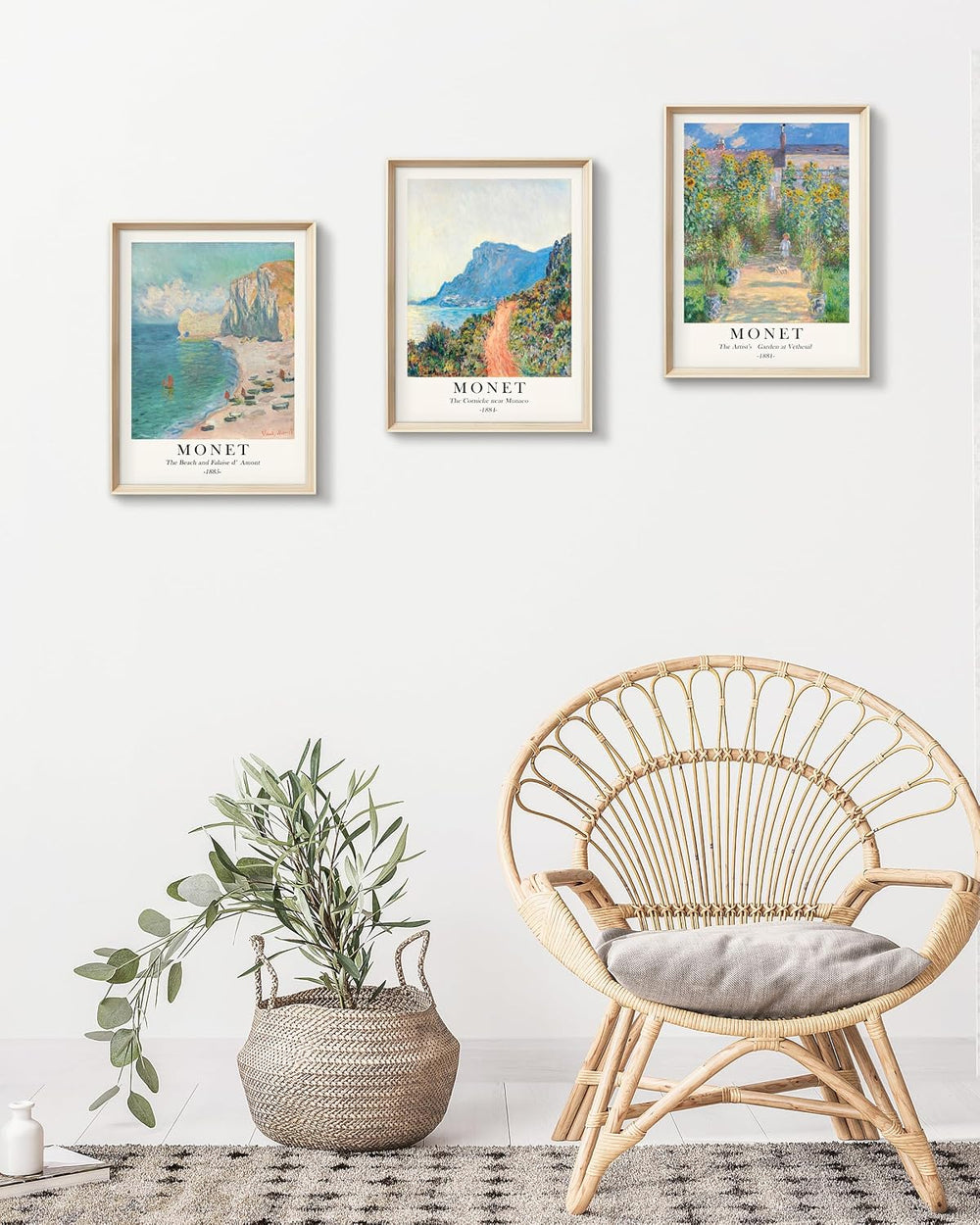 HesenDot Framed Wall Art, Claude Monet Landscape Canvas Prints Set
