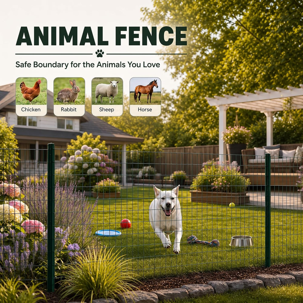 Green PVC Coated Welded Wire Fencing 48 Inch x 100 Foot, 2 Inch x 3 Inch 16GA...