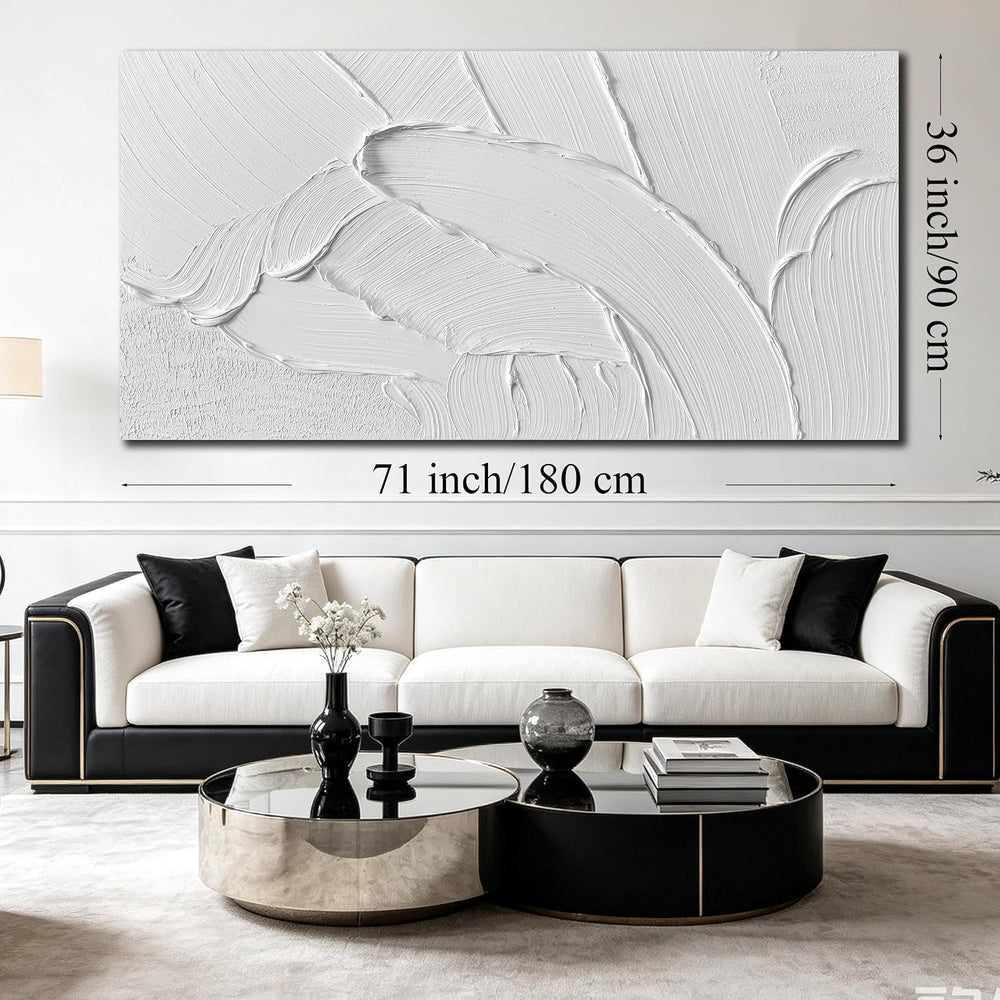 White Abstract Canvas Wall Art Extra Large Hand Painted Oil Painting