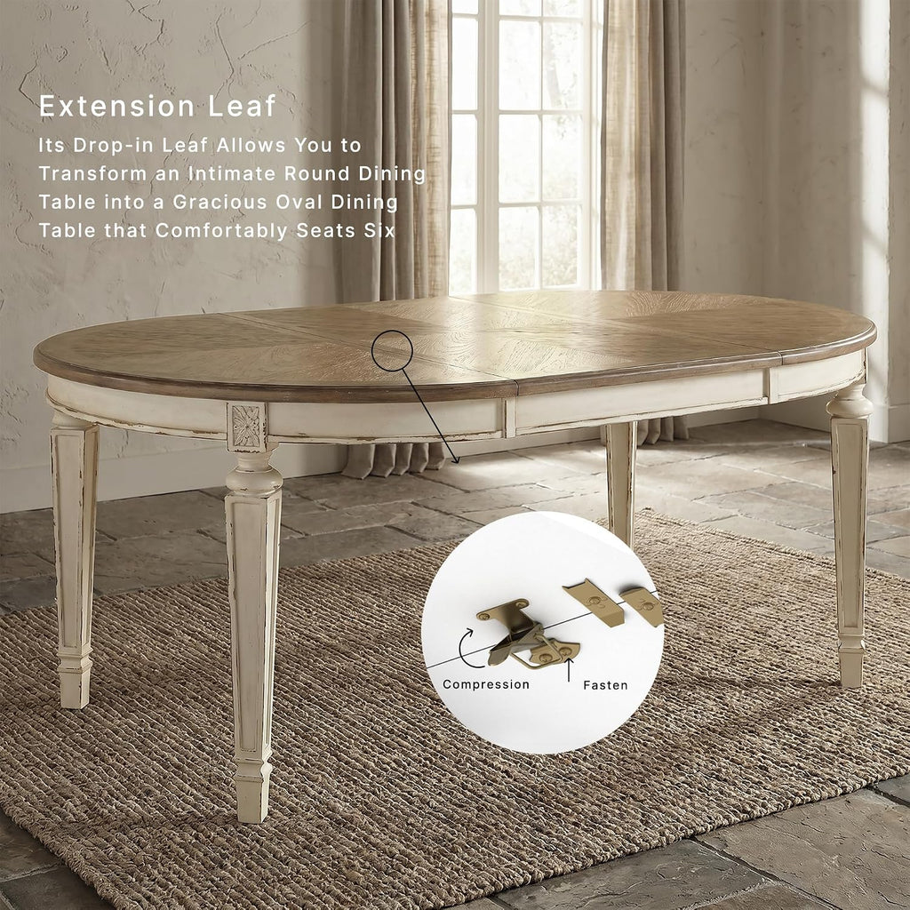 Signature Design by Ashley Extendable Round to Oval Dining Table, White
