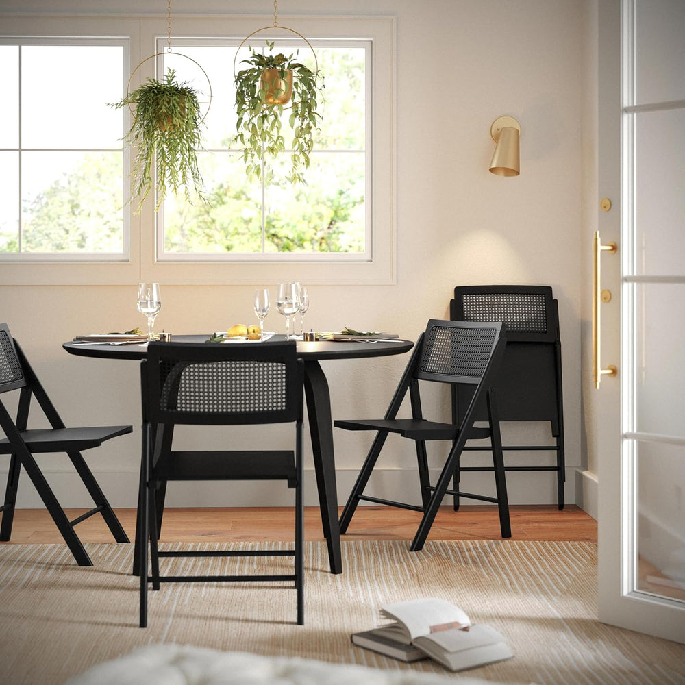 Flash Furniture Rattan Folding Chair, Natural/Black, 2-Pack