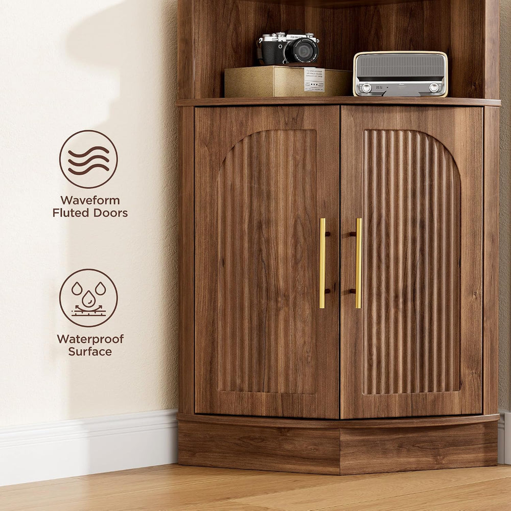Vabches Corner Storage Cabinet, Corner Bathroom Cabinet with Open Storage