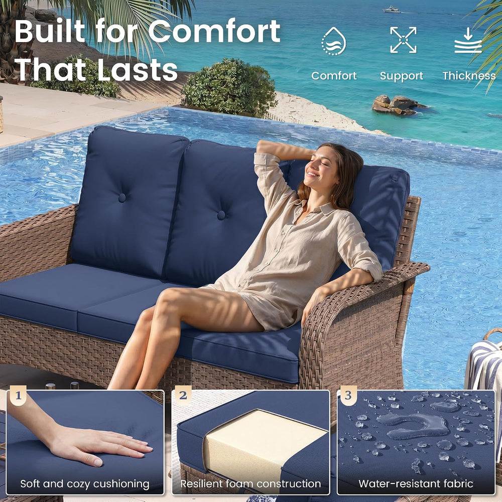 UDPATIO Patio Furniture Set 2 High-Back Swivel Chairs Conversation Set