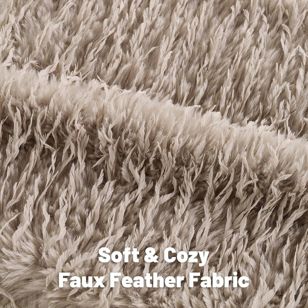 FUTEI Pack of 2 Fluffy Faux Fur Throw Pillow Covers 24x24 Inch, Khaki
