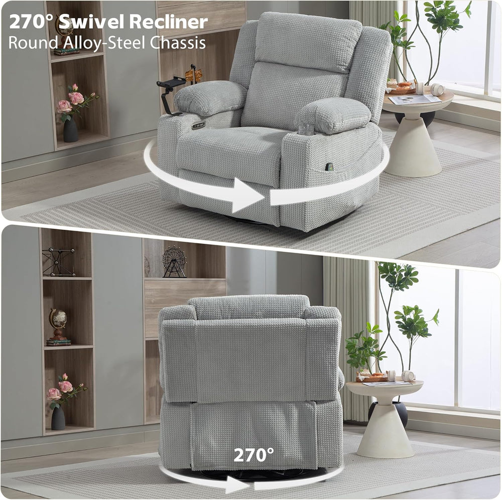 SINCRUMI Power Swivel Rocker Recliner with Dual Motor Adjustable Headrest