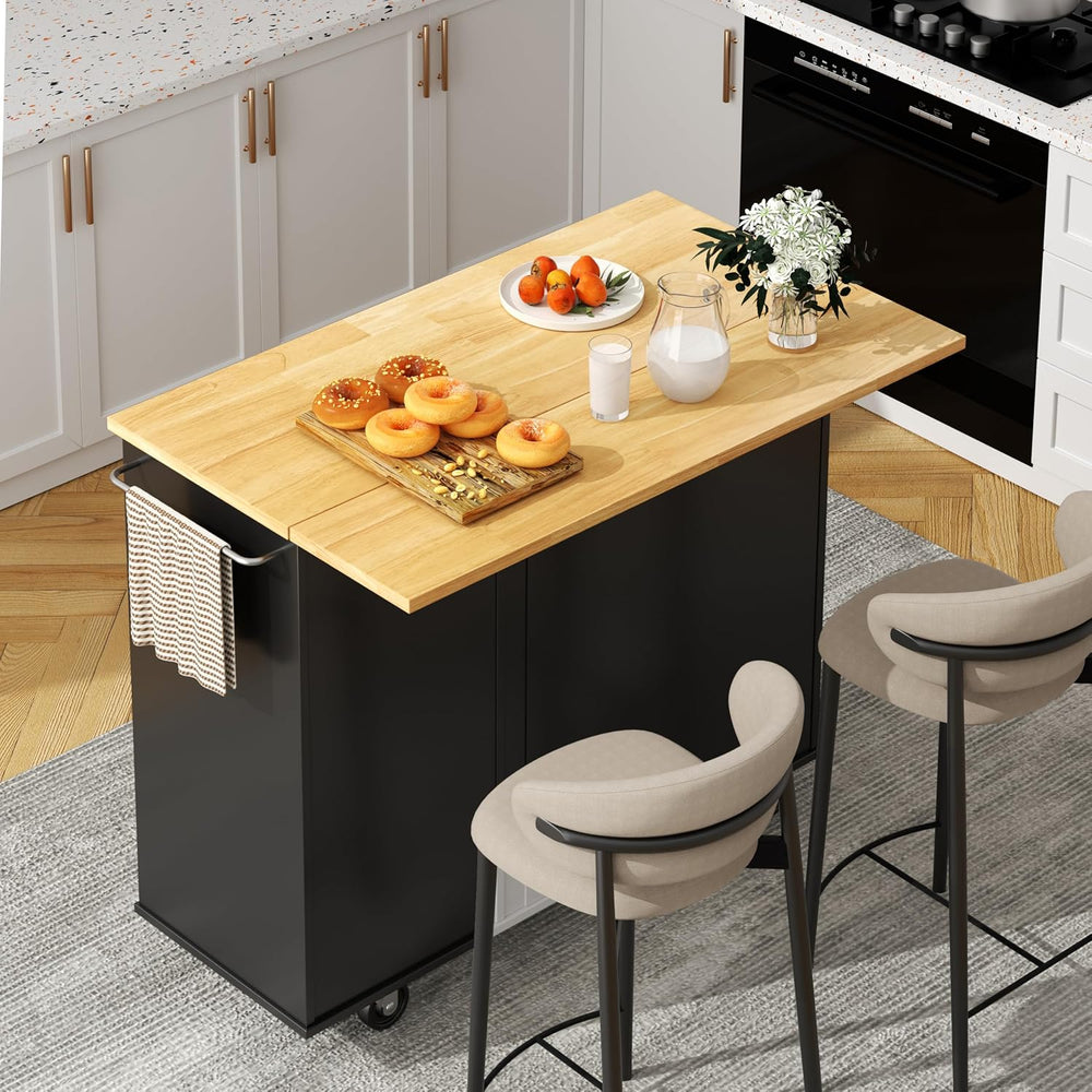 Shintenchi Kitchen Island w/Dropleaf Rolling Kitchen Table w/Seating