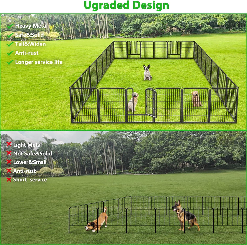 Decorative Black Metal Fencing Garden Fence with Gate, 4.5ft(L) 32in(H) 2 Fen...