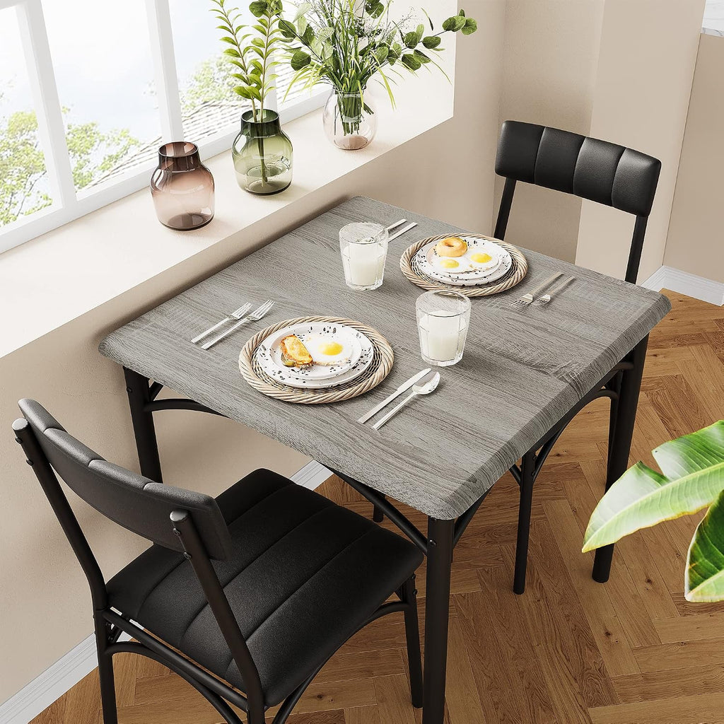 amyove modern rustic gray square dining set, 29.2' shown in use