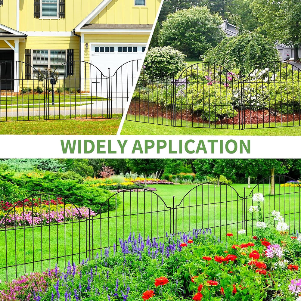 10 Panels No Dig Decorative Outdoor Garden Fence, 24in (H) x20ft (L)