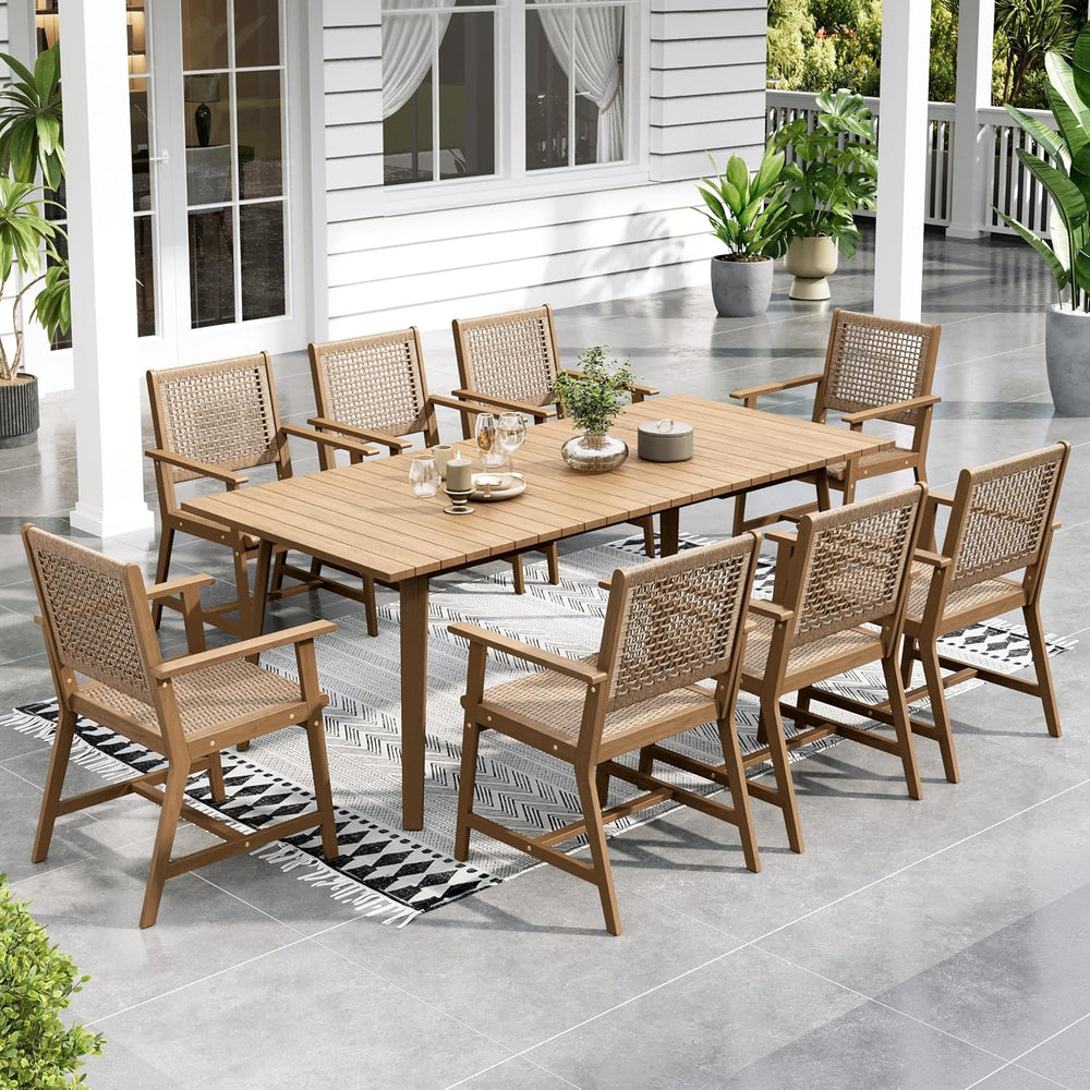 Sophia & William Patio Dining Set, Rattan, Wood, Light Brown