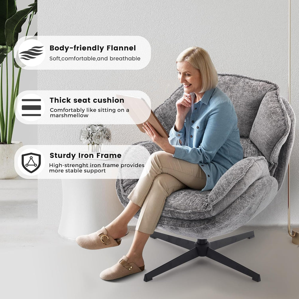 IWMH Swivel Accent Chair for Living Room,Comfy Lounge Chair with Metal Legs