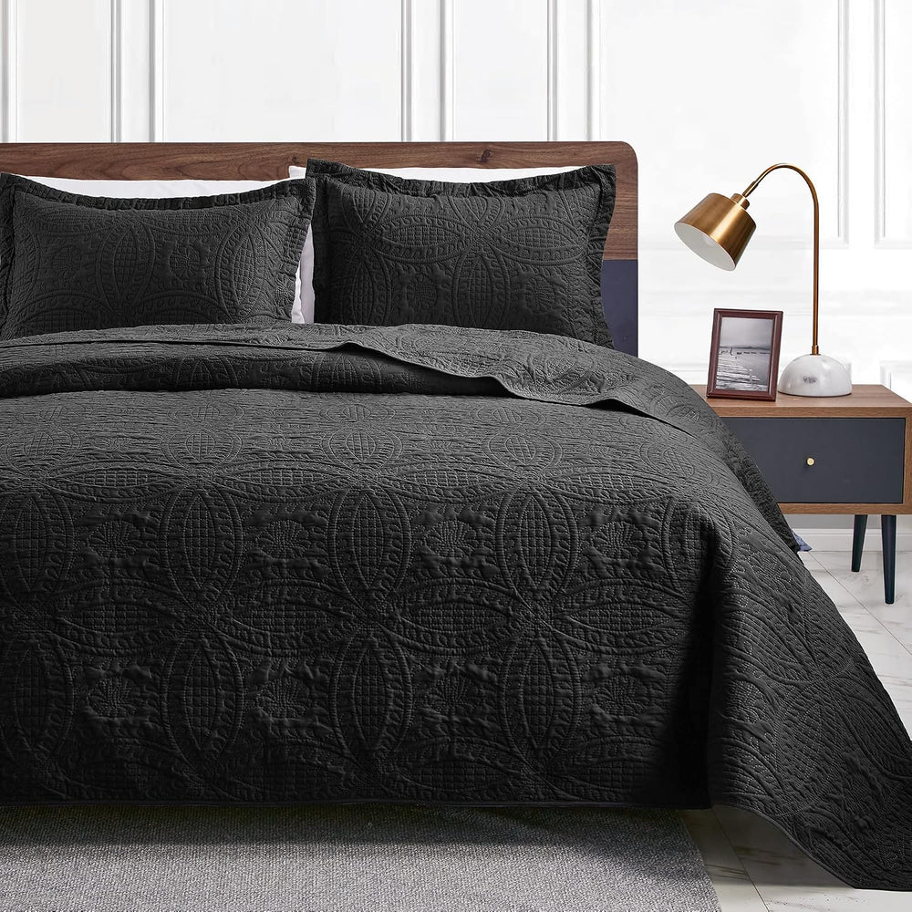 Love's cabin Quilts for Queen Bed Black Bedspreads - Soft Bed Fall Lightw...